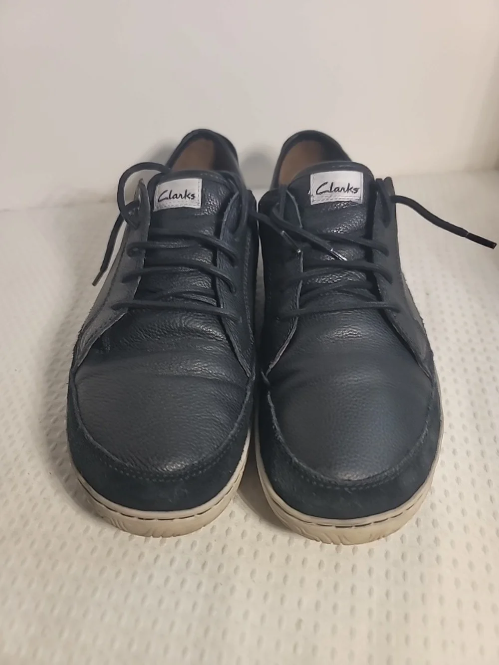 Clarks Men's Dark Blue Leather Lace-Up Casual Loafers